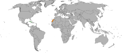 World map with Cuba and Western Sahara highlighted