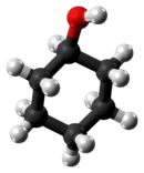 Ball-and-stick model of the cyclohexanol molecule