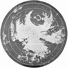Image of a radar scan showing the cyclone's core. Concentric eyewalls are shown with a small ring at the center of a larger circular void