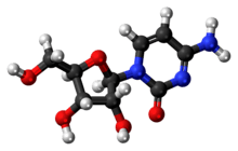 Ball-and-stick model of the cytidine molecule