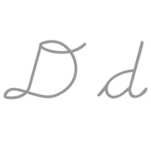 Writing cursive forms of D