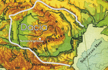 Map of Dacia in the last years of Burebista's reign