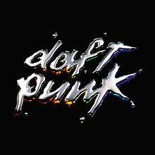 The standard release cover: a black background with liquid metal forming the words "Daft Punk".