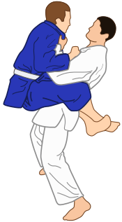 Vector illustration of Daki age Judo throwing technique