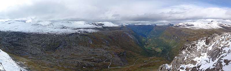 Panorama of Geirangerfjord from Dalsnibba