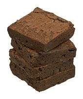 A stack of chocolate brownies