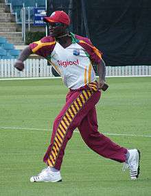 Darren Sammy at the Prime Ministers XI cricket match in Canberra in 2010.