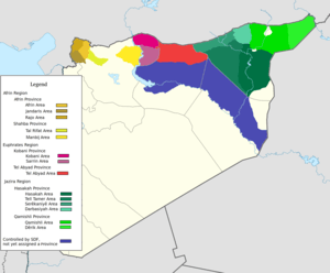 De facto cantons of Rojava (2016)