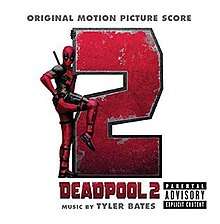 Deadpool leans against a large '2', above the title "Deadpool 2".