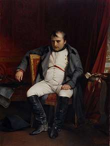 Painting shows Napoleon after he abdicated at Fontainebleau, 4 April 1814, by Paul Delaroche