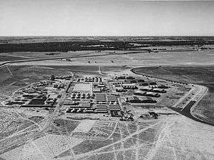 View overhead of airfield and base facilities