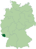 Map of Germany with the location of Saarland highlighted
