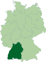 A map of Germany with the location of Baden-Württemberg highlighted