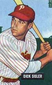 A baseball-card image of a man wearing a white baseball uniform pinstriped with red and a red baseball cap with a white "P" on the face
