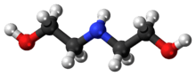 Ball-and-stick model of the diethanolamine molecule