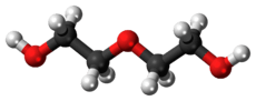 Ball-and-stick model of the diethylene glycol molecule