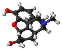 Ball-and-stick model of the dihydromorphine molecule