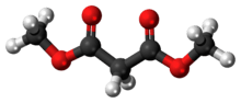 Ball-and-stick model of the dimethyl malonate molecule