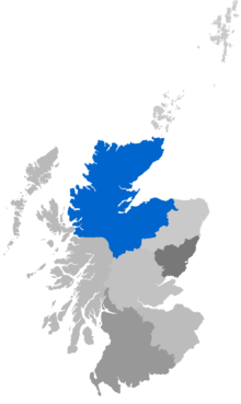 Map showing the Diocese of Moray, Ross & Caithness as a coloured area covering northern Scotland