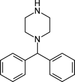 Skeletal formula of diphenylmethylpiperazine