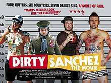 The members of Dirty Sanchez presented as if in a police line up.