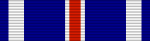 A blue ribbon with, from left to right, white, red and white, and white thin stripes.