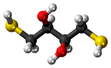 Ball-and-stick model of the dithiothreitol molecule