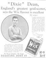 Dean. arms folded, in 1928 Wix Cigarettes newspaper advertisement