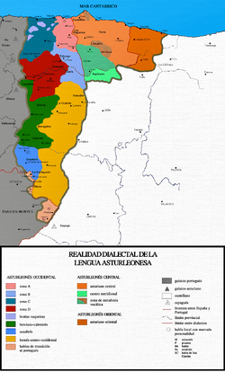 Colour-coded linguistic map of north-western Spain