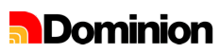Dominion logo used in Newfoundland and Labrador, consisting of the Loblaws "L" logo rotated 180 degrees and the word "Dominion" in sans-serif Loblaws-style type