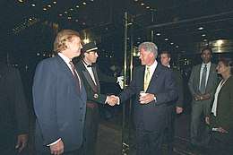 Donald Trump and Bill Clinton at Trump Tower in 2000