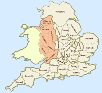 Surrounding Worcester are the counties of Staffordshire, Warwickshire, Gloucestershire, Hereford, and Shropshire.