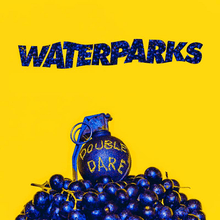 The cover consists of a yellow background with the band name written in watery design and colored using blueberries. Below it is a grenade colored in blue on top of a bunch of blueberries, with the album title carved out on the grenade.
