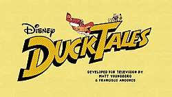 Titlecard, featuring the show's protagonists and Launchpad's crashed airplane.