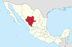 Map of Mexico with Durango highlighted