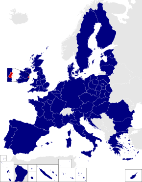 Map of the 2014 European Parliament constituencies with Dublin highlighted in red