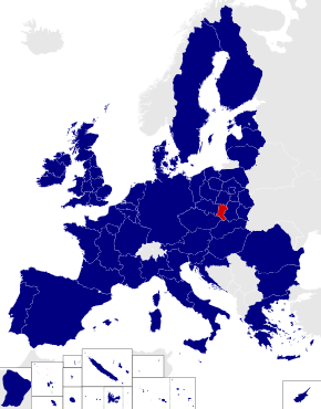 Map of the 2014 European Parliament constituencies with Silesian highlighted in red