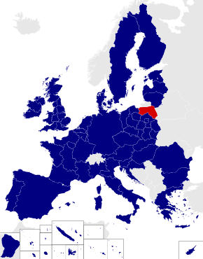 Map of the 2014 European Parliament constituencies with Podlaskie and Warmian-Masurian highlighted in red