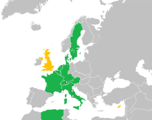 A coloured map of the countries of Europe