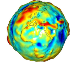 Image of globe combining color with topography.