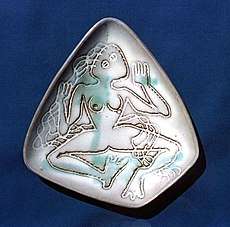 Ashtray by Karl Martz 1947 depicting a nude woman