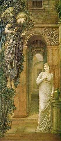 Painting of Julia as the Virgin in The Annunciation by Burne-Jones