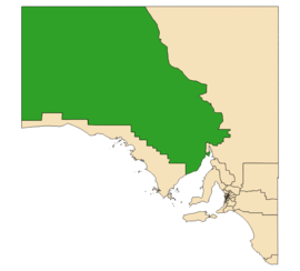 Map of South Australia with electoral district of Giles highlighted