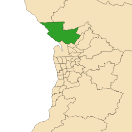 Map of Adelaide, South Australia with electoral district of Taylor highlighted