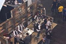 A bird's-eye view of an e-cigarette convention in the US.