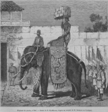 Drawing of an elephant in front of soldiers