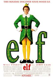 An elf stands between the letters "e" and "f".