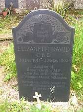 gravestone with inscription to Elizabeth David