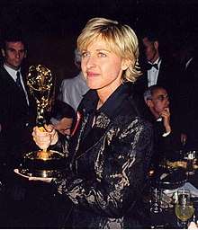Ellen DeGeneres with her Emmy Award in 1997