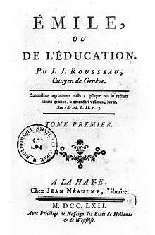 Title page from Rousseau's Emile, or On Education